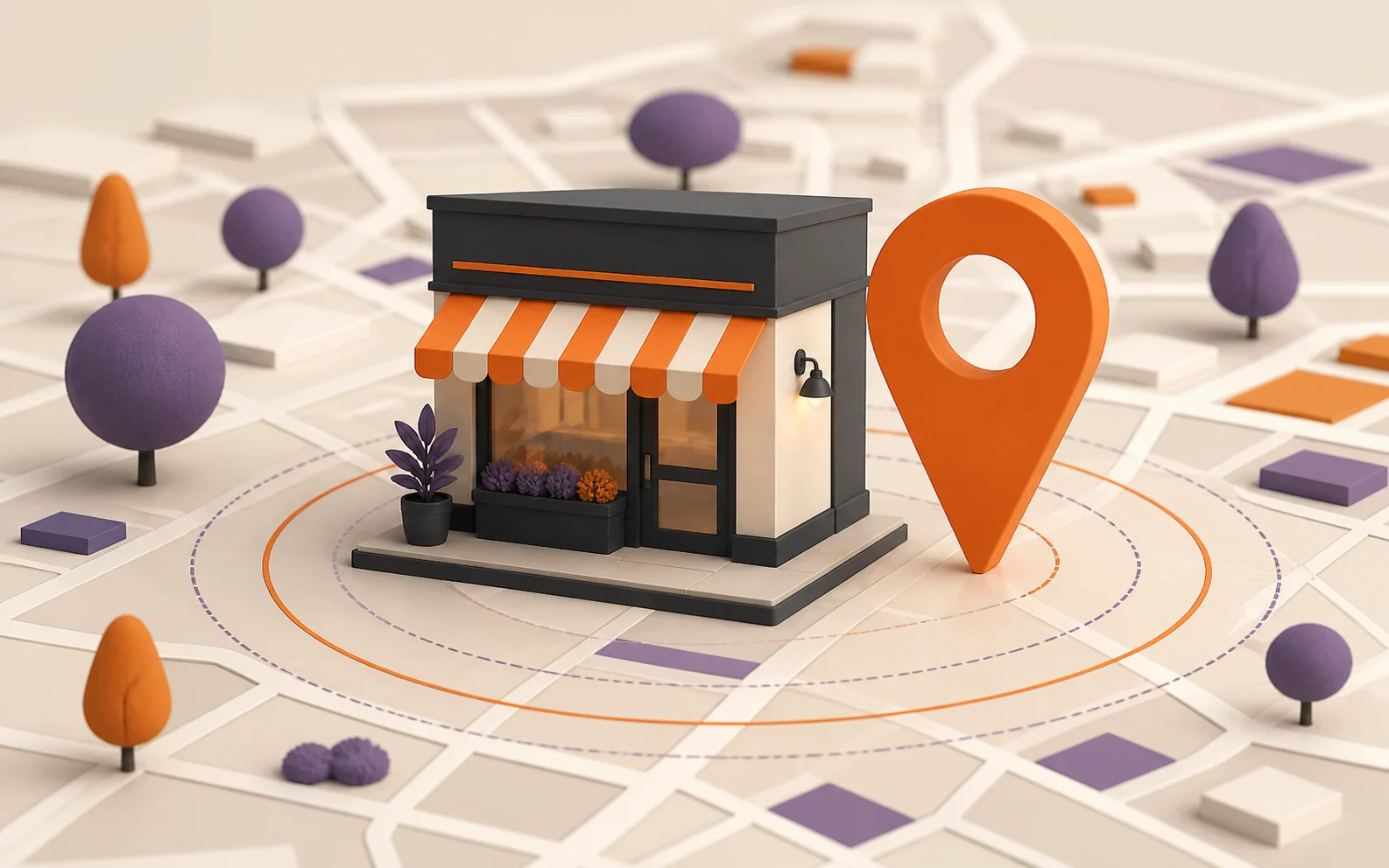 Ilustración sobre SEO local y visibilidad en mapas