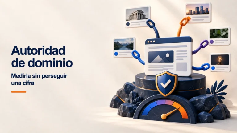 Sitio web que gana autoridad con enlaces relevantes y señales de confianza