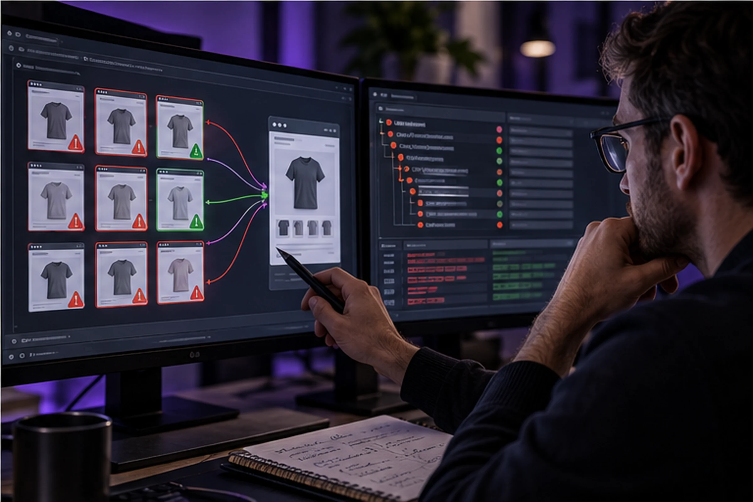 Especialista revisa conflictos canonical entre variantes de productos