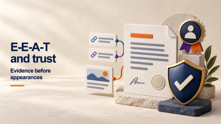 Document supported by an author, evidence and trust signals