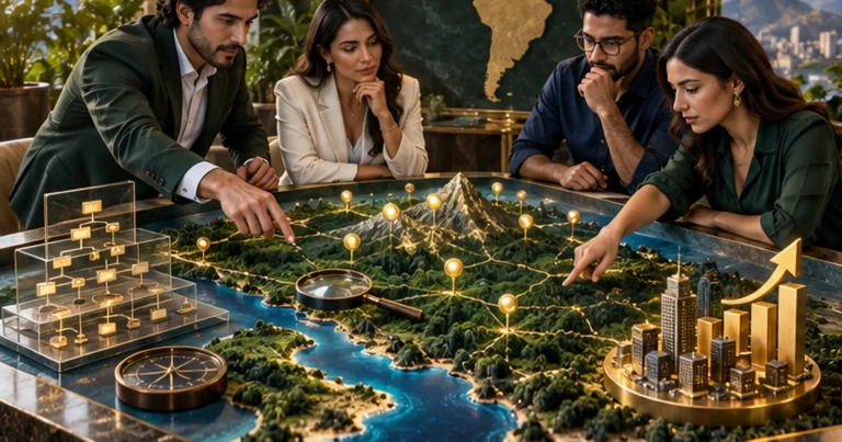 Equipo latinoamericano estudia un mapa de demanda búsqueda arquitectura y resultados