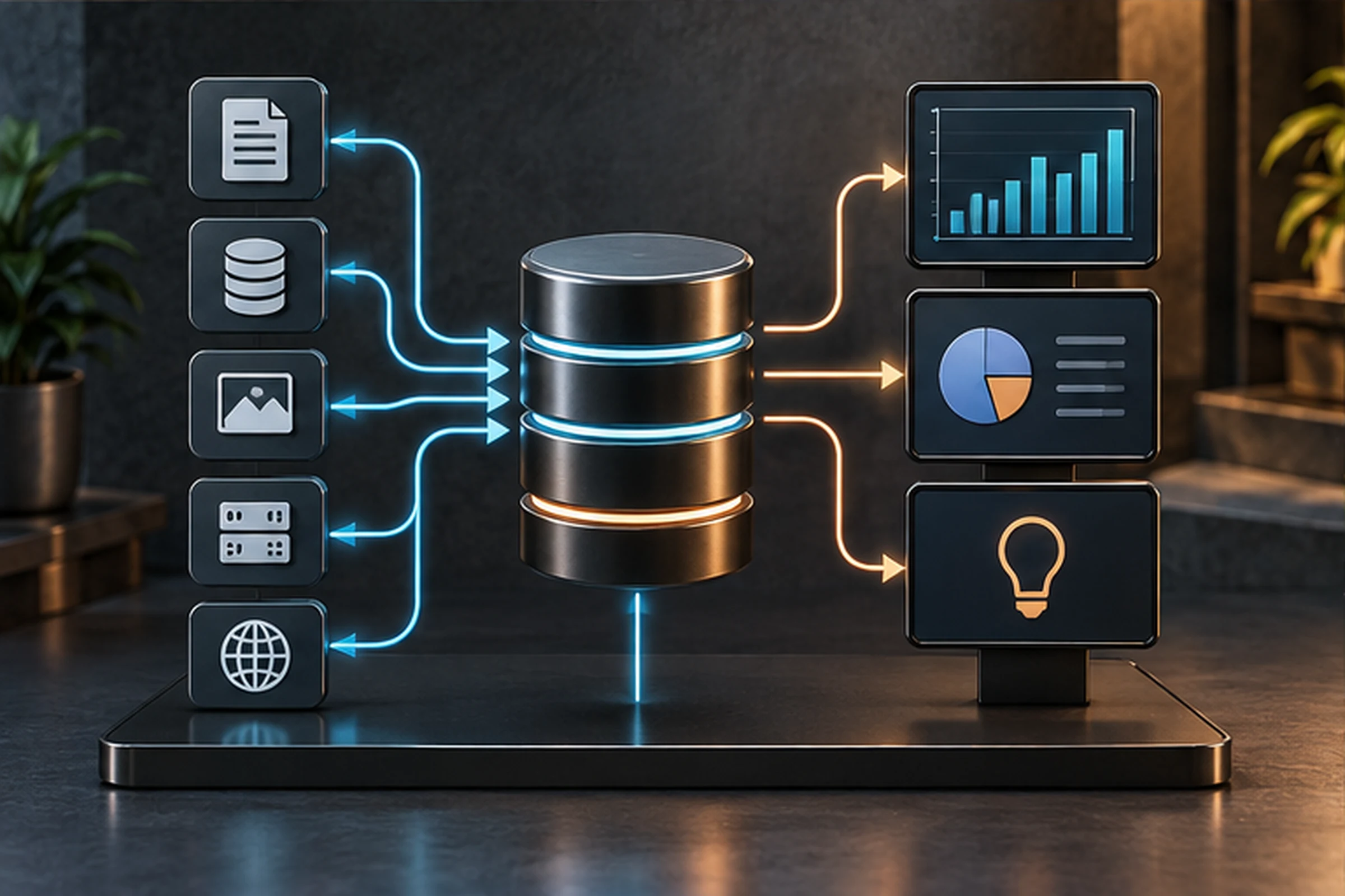Arquitectura de datos conecta fuentes SEO con almacenamiento informes y decisiones