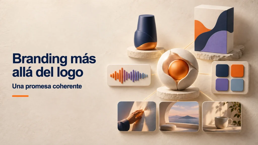 Sistema de marca aplicado de forma coherente a identidad, voz y experiencias