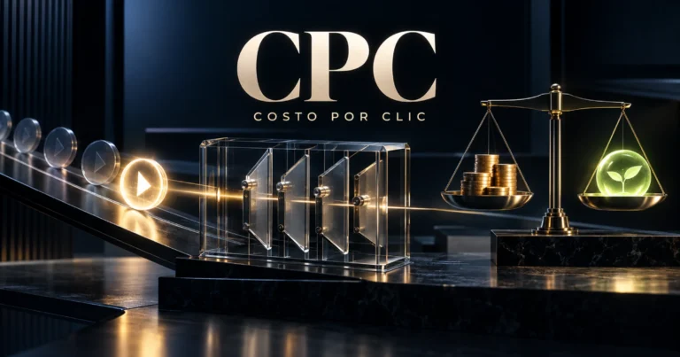 Composición editorial sobre costo por clic y economía de campaña