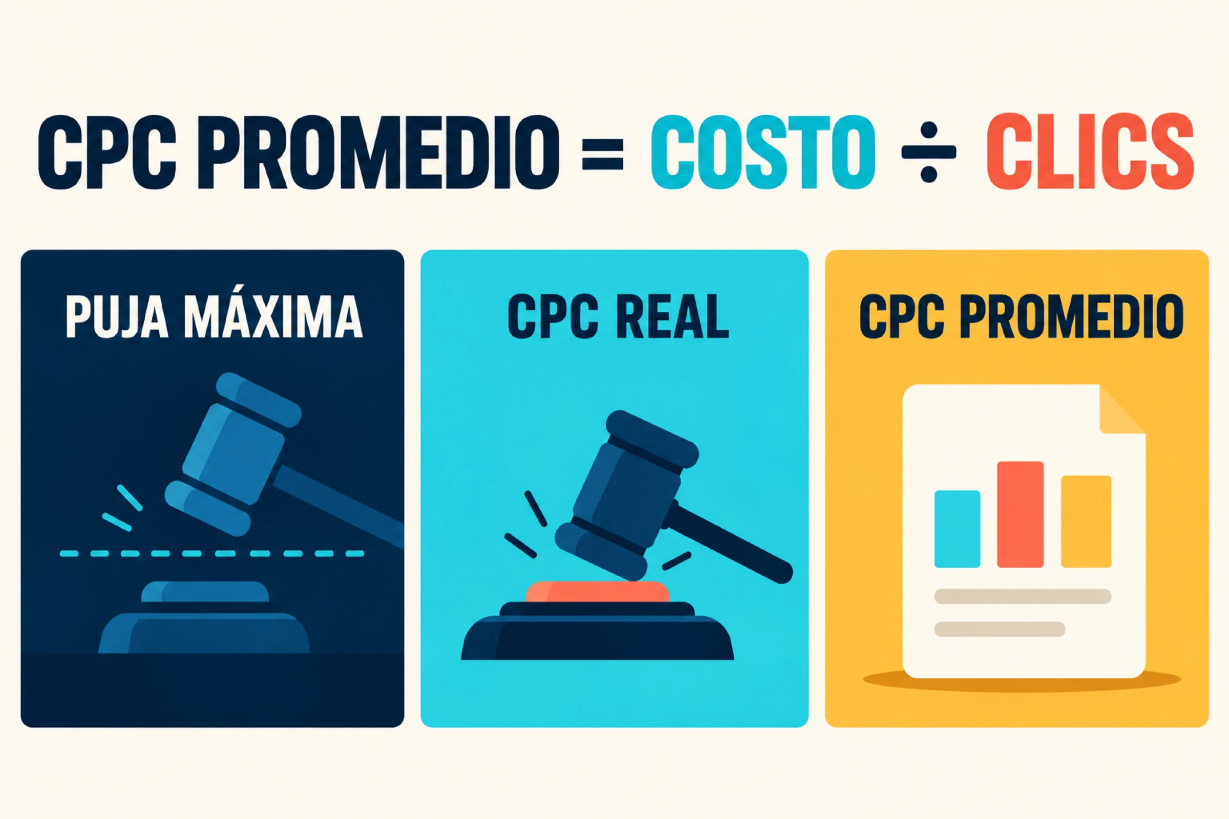 Fórmula del CPC y diferencias entre puja máxima costo real y costo promedio