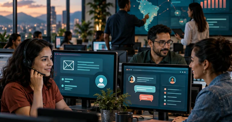 Equipo latinoamericano coordina conversaciones y seguimiento comercial desde varios canales