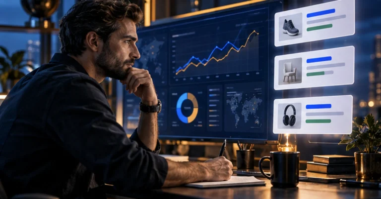 Especialista analiza campañas de publicidad digital en una sala de datos