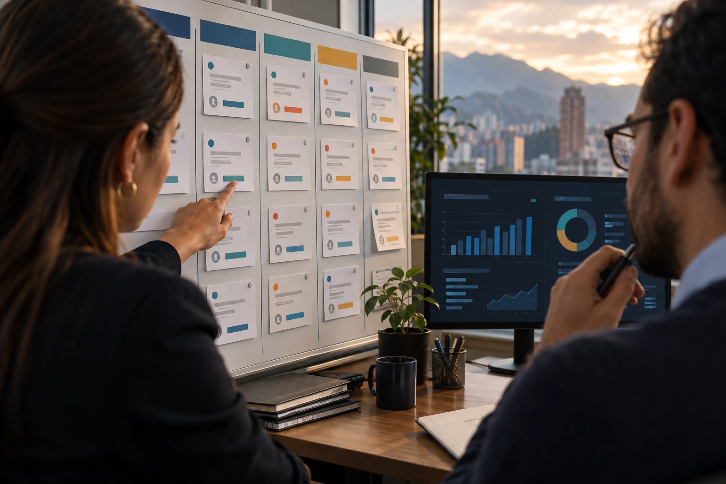 Equipo comercial analizando oportunidades, tiempos y próximas acciones en un tablero CRM