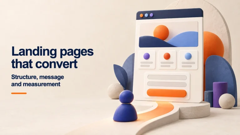 Landing page structure guiding a visitor toward a conversion