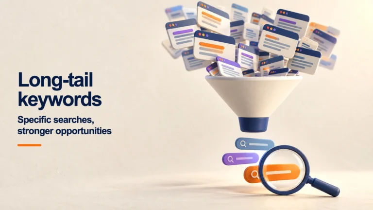 Search funnel that turns broad queries into specific long-tail keywords
