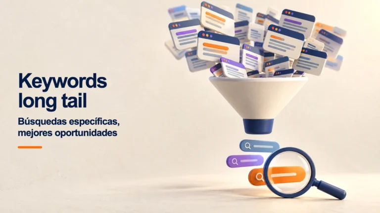 Embudo de búsquedas que convierte consultas amplias en palabras clave long tail específicas