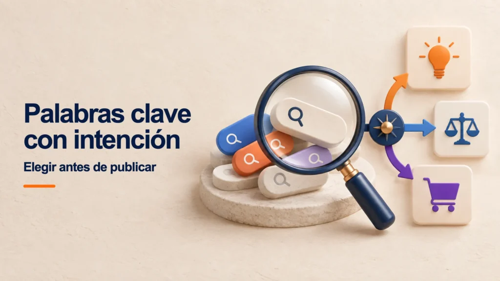 Lupa sobre términos de búsqueda conectados con distintas intenciones del usuario