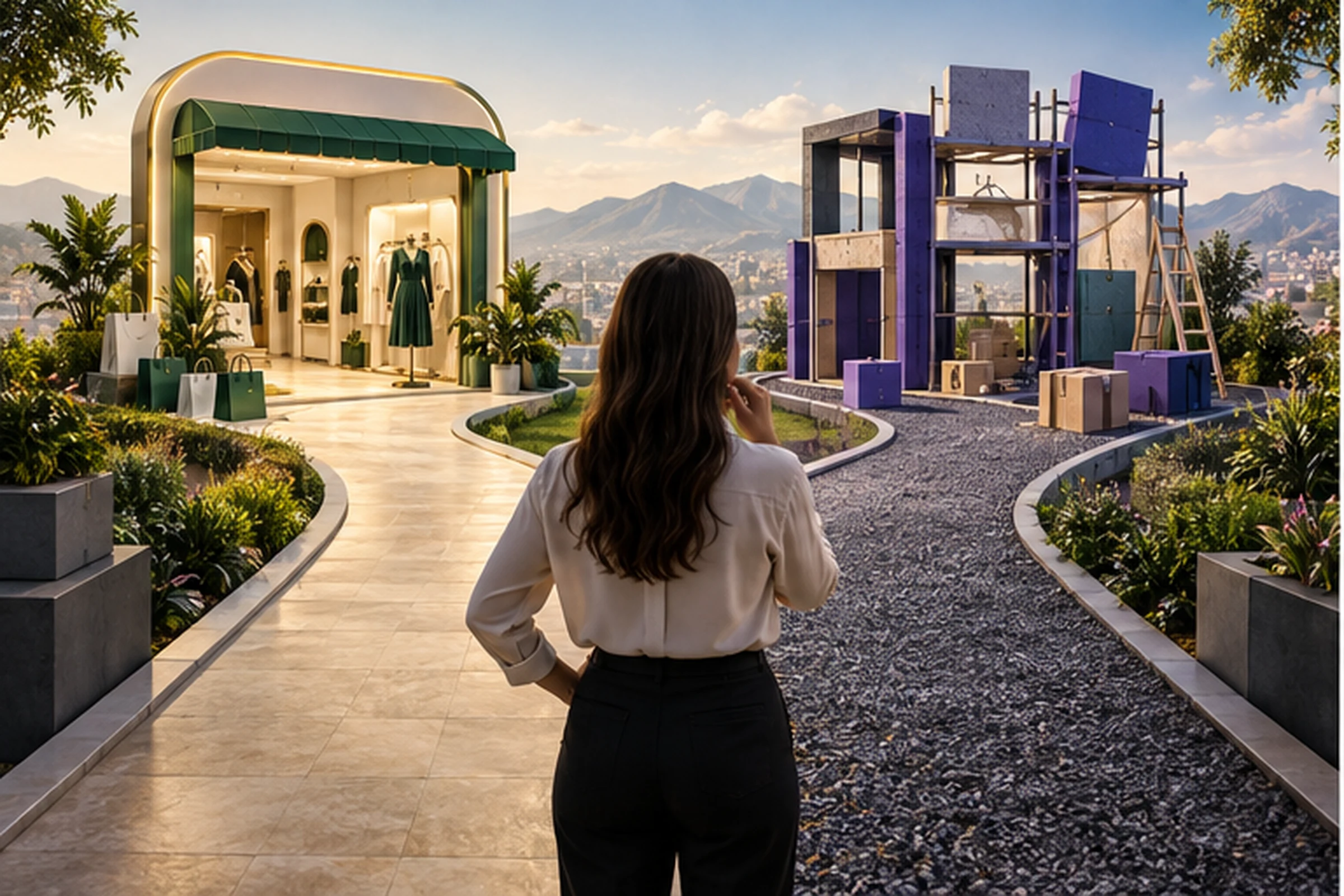 Dos caminos comparan una tienda lista para operar y una construcción ecommerce modular