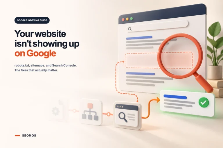 Visual path from an SEO diagnosis to a website that can appear on Google